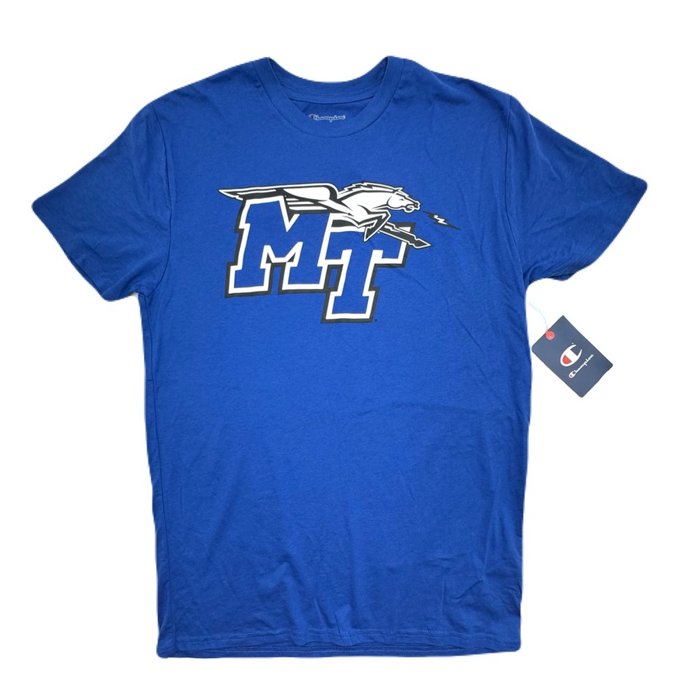 CHAMPION MTSU Middle Tennessee State University Blue Raiders T-Shirt Royal Blue - Picture 1 of 5